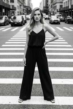Anna 2 Flowy - B&W Crosswalk Stripes [VAR:0]